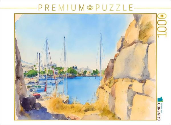 CALVENDO Puzzle Malerischer Hafen Kos | 1000 Teile Lege-Größe 64x48cm Foto-Puzzle für glückliche Stunden