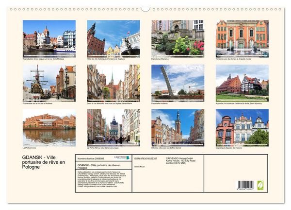 Produktbild: GDANSK - Ville portuaire de r&ecirc;ve en Pologne (Calendrier mural 2026 DIN A2 vertical), CALVENDO calendrier mensuel