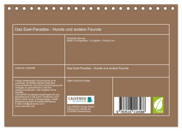 Produktbild: Das Esel-Paradies - Hunde und andere Feunde (Tischkalender 2026 DIN A5 quer), CALVENDO Monatskalender