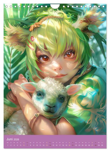 Produktbild: Manga Kinder - Unersch&uuml;tterliche Tierliebe (Wandkalender 2026 DIN A4 hoch), CALVENDO Monatskalender