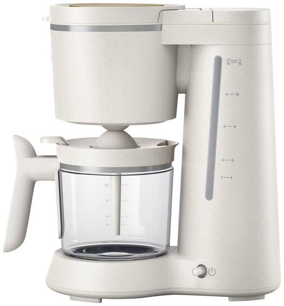 Philips Home Eco Conscious Edition 5000er Serie HD5120/00 Kaffeemaschine Seidenweiß, Matt Fassungsvermögen Tassen=10 Warmhaltefunktion, Glaskanne