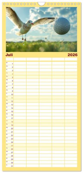 Produktbild: Familienplaner 2026 - Tierische Balljunkies mit 5 Spalten (Wandkalender, 21 x 45 cm) CALVENDO