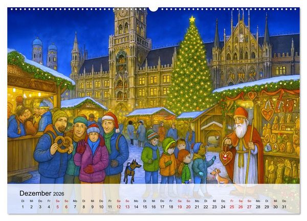 Produktbild: Bayrische Wimmelbilder - Wo Heimat lebendig wird (hochwertiger Premium Wandkalender 2026 DIN A2 quer), Kunstdruck in Hochglanz