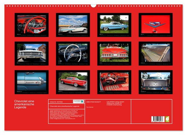Produktbild: Chevrolet eine amerikanische Legende (Wandkalender 2026 DIN A2 quer), CALVENDO Monatskalender