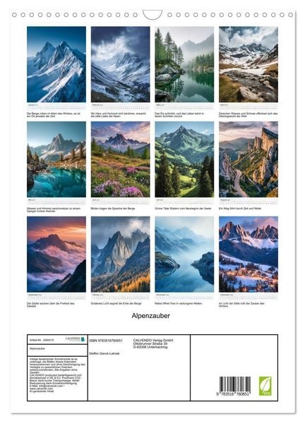 Produktbild: Alpenzauber (Wandkalender 2027 DIN A3 hoch), CALVENDO Monatskalender