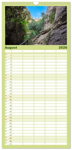 Produktbild: Familienplaner 2026 - Montserrat Wanderung mit 5 Spalten (Wandkalender, 21 x 45 cm) CALVENDO