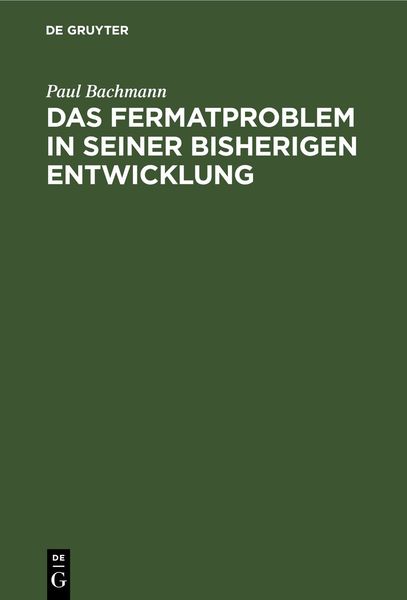 Produktbild: Das Fermatproblem in seiner bisherigen Entwicklung