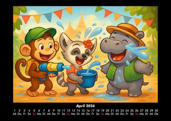 Produktbild: Milo, Lulu & Sash in Bangkok 2026 Fotokalender DIN A3