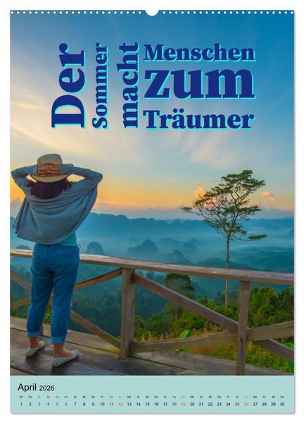 Produktbild: Verr&uuml;ckt nach SOMMER Urlaub- Auszeit - Spr&uuml;che (hochwertiger Premium Wandkalender 2026 DIN A2 hoch), Kunstdruck in Hochglanz