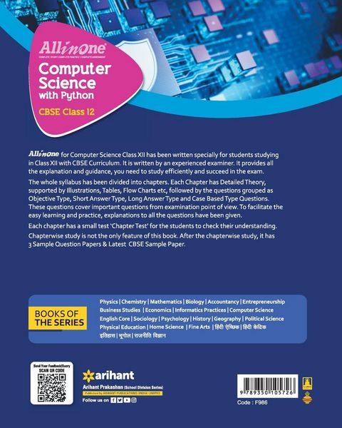 Produktbild: All In One Class 12th Computer Science with Python for CBSE Exam 2024
