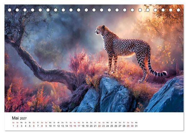 Produktbild: Eleganz und Instinkt - die beeindruckende Welt der Geparden (Tischkalender 2027 DIN A5 quer), CALVENDO Monatskalender