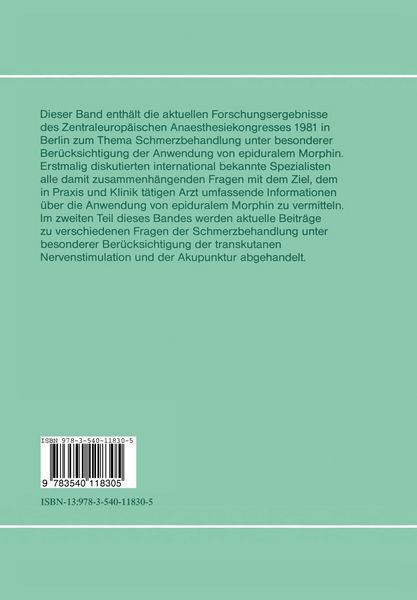 Produktbild: Schmerzbehandlung Epidurale Opiatanalgesie