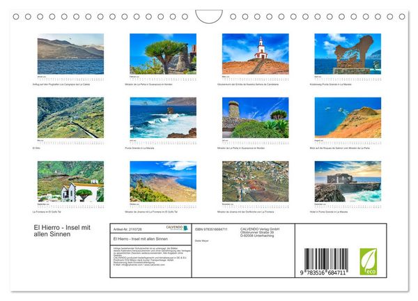 Produktbild: El Hierro - Insel mit allen Sinnen (Wandkalender 2026 DIN A4 quer), CALVENDO Monatskalender