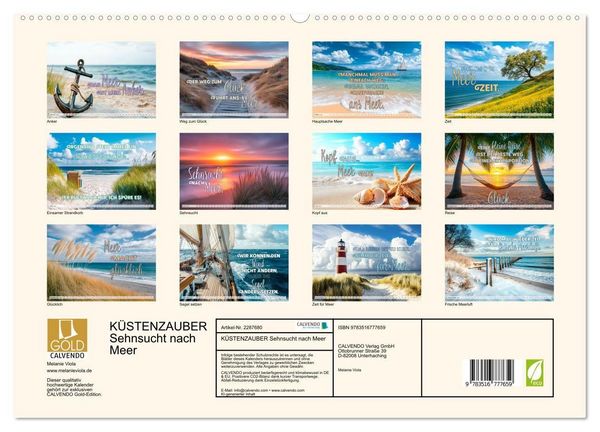 Produktbild: K&Uuml;STENZAUBER Sehnsucht nach Meer (hochwertiger Premium Wandkalender 2027 DIN A2 quer), Kunstdruck in Hochglanz