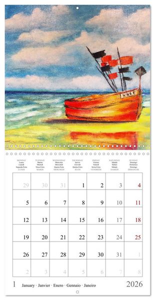 Produktbild: Maritime Adventures - Colourfully painted boats (Wall Calendar 2026 12 &times; 12 Inch) CALVENDO 12 Month Wall Calendar