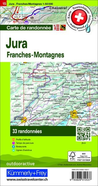 Produktbild: K&uuml;mmerly+Frey Wandertourenkarte 15 Jura 1:50.000