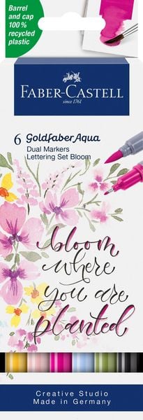 Faber-Castell Tuschestift Dual Marker Goldfaber Aqua, Lettering, 6er Set