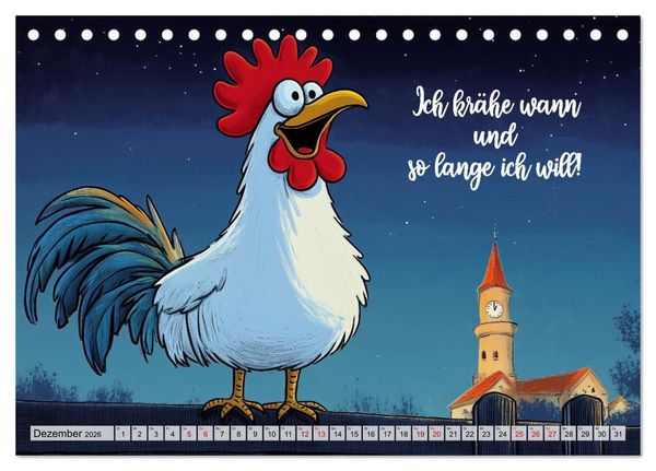 Produktbild: Verr&uuml;cktes H&uuml;hnervolk (Tischkalender 2026 DIN A5 quer), CALVENDO Monatskalender