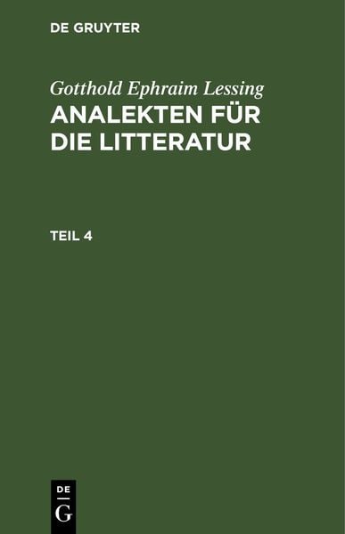 Produktbild: Analekten f&uuml;r die Litteratur. Teil 4