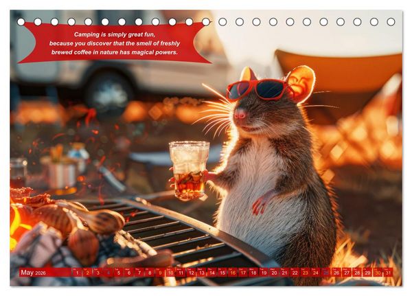 Produktbild: Funny charming animals as campers (Desk Calendar 2026 DIN A5 landscape), CALVENDO 12 Month DeskCalendar