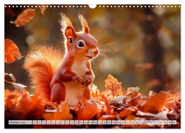Produktbild: EICHH&Ouml;RNCHEN Niedliche kleine Wesen (Wandkalender 2026 DIN A3 quer), CALVENDO Monatskalender