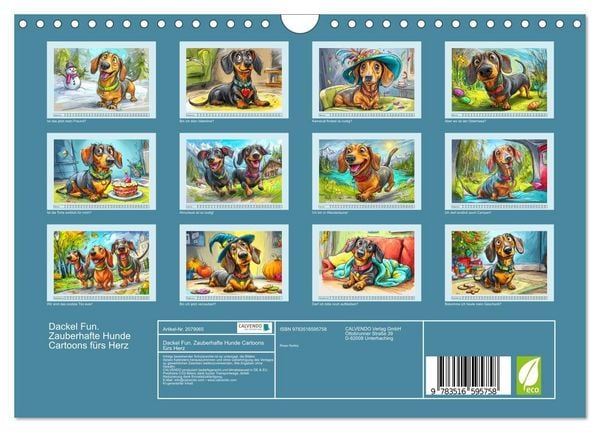 Produktbild: Dackel Fun. Zauberhafte Hunde Cartoons f&uuml;rs Herz (Wandkalender 2026 DIN A4 quer), CALVENDO Monatskalender