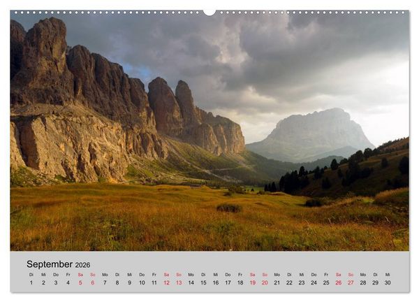 Produktbild: S&uuml;dtiroler Bergwelten - Die monti pallidi, Idylle die fast unwirklich erscheint (Wandkalender 2026 DIN A2 quer), CALVENDO Monatskalender