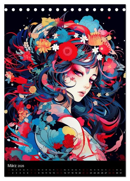 Produktbild: Manga Flower Girls (Tischkalender 2026 DIN A5 hoch), CALVENDO Monatskalender