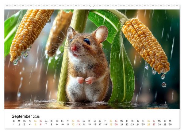 Produktbild: Regen? Na und! M&auml;use (Wandkalender 2026 DIN A2 quer), CALVENDO Monatskalender