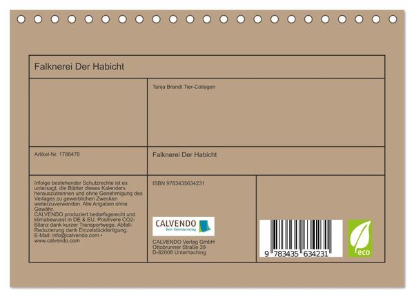 Falknerei Der Habicht (Tischkalender 2025 DIN A5 quer), CALVENDO Monatskalender