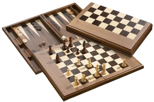Produktbild: Schach Backgammon Dame Set, Feld 50 mm, Magnetverschluss