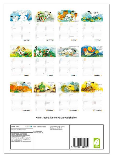 Produktbild: Kater Jacob: kleine Katzenweisheiten (Wandkalender 2026 DIN A4 hoch), CALVENDO Monatskalender