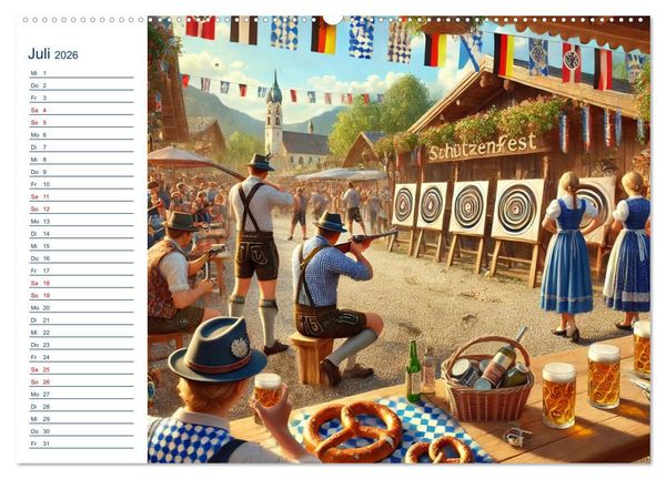 Produktbild: Boarisch durchs Jahr - Feste Br&auml;uche und Lebenslust (hochwertiger Premium Wandkalender 2026 DIN A2 quer), Kunstdruck in Hochglanz