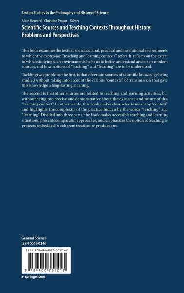 Produktbild: Scientific Sources and Teaching Contexts Throughout History: Problems and Perspectives