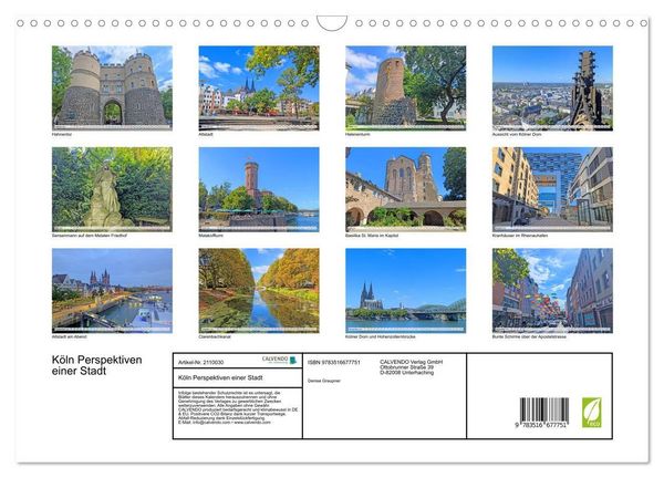 Produktbild: K&ouml;ln Perspektiven einer Stadt (Wandkalender 2026 DIN A3 quer), CALVENDO Monatskalender