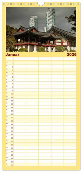 Produktbild: Familienplaner 2026 - Seoul mit 5 Spalten (Wandkalender, 21 x 45 cm) CALVENDO