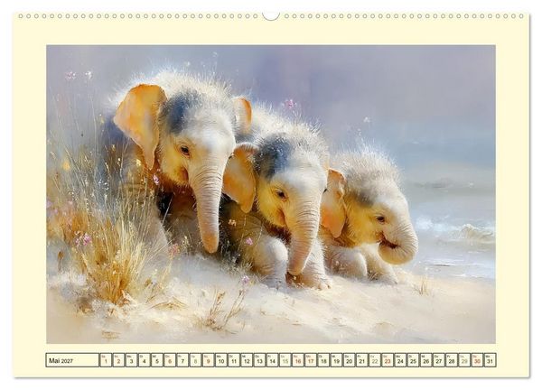 Produktbild: Sommertr&auml;ume. Elefantenkinder am Meer (Wandkalender 2027 DIN A2 quer), CALVENDO Monatskalender