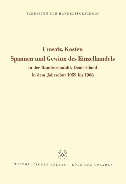 Produktbild: Umsatz, Kosten, Spannen und Gewinn des Einzelhandels