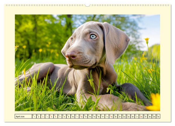 Produktbild: Edle Weimaraner. Loyale Silberseelen im Licht der Natur (Wandkalender 2026 DIN A2 quer), CALVENDO Monatskalender