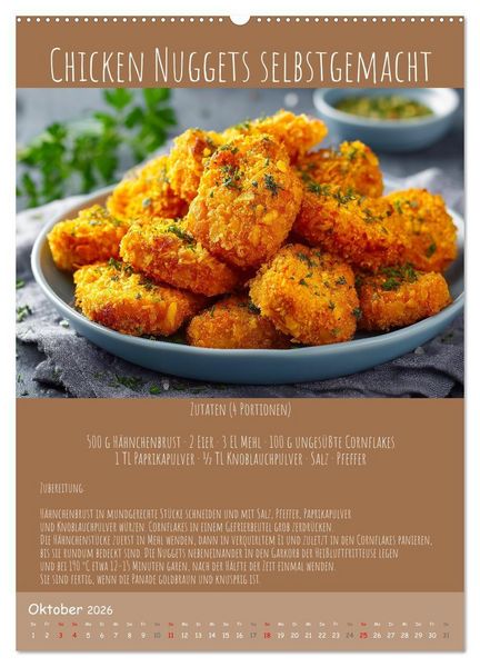 Produktbild: REZEPTE - Kochen in der Hei&szlig;luftfritteuse (hochwertiger Premium Wandkalender 2026 DIN A2 hoch), Kunstdruck in Hochglanz