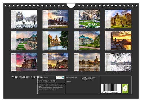 Produktbild: WUNDERVOLLES DRESDEN (Wandkalender 2026 DIN A4 quer), CALVENDO Monatskalender