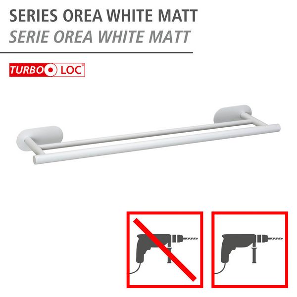 Produktbild: Turbo-Loc&reg; Badetuchstange Duo Mod. Orea White matt, 60 cm, aus rostfreiem Edelstahl