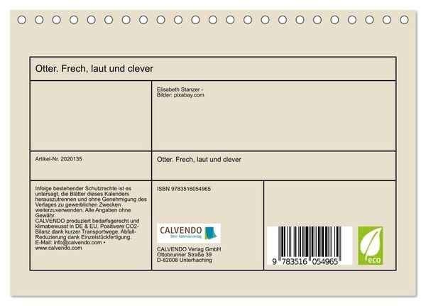 Produktbild: Otter. Frech, laut und clever (Tischkalender 2026 DIN A5 quer), CALVENDO Monatskalender