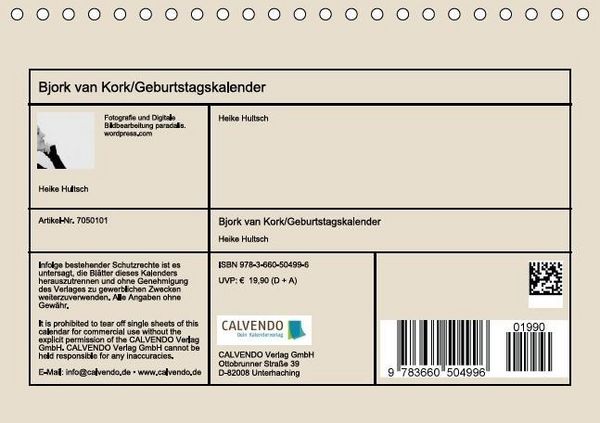 Produktbild: Bjork van Kork / Geburtstagskalender (Tischkalender immerw&auml;hrend DIN A5 quer)