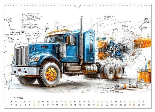 Produktbild: Trucks - Design Studien (Wandkalender 2026 DIN A3 quer), CALVENDO Monatskalender
