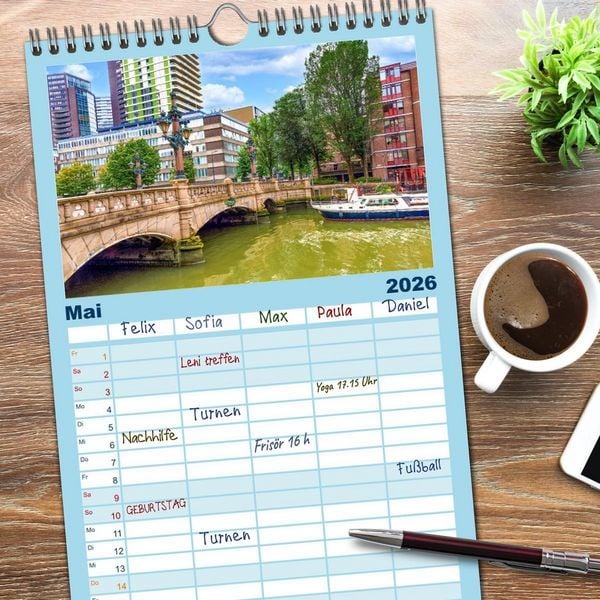 Produktbild: Familienplaner 2026 - Rotterdam - modern und pulsierend mit 5 Spalten (Wandkalender, 21 x 45 cm) CALVENDO