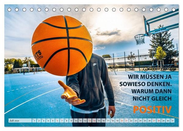 Produktbild: Positive Spr&uuml;che - Motivation und Basketball (Tischkalender 2024 DIN A5 quer), CALVENDO Monatskalender