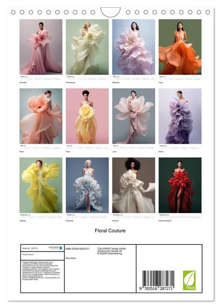 Produktbild: Floral Couture (Wandkalender 2026 DIN A4 hoch), CALVENDO Monatskalender
