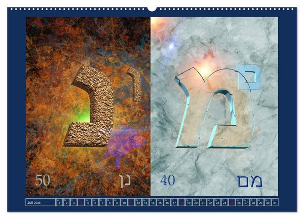 Produktbild: Alefbet Hebr&auml;ische Lettern (hochwertiger Premium Wandkalender 2026 DIN A2 quer), Kunstdruck in Hochglanz
