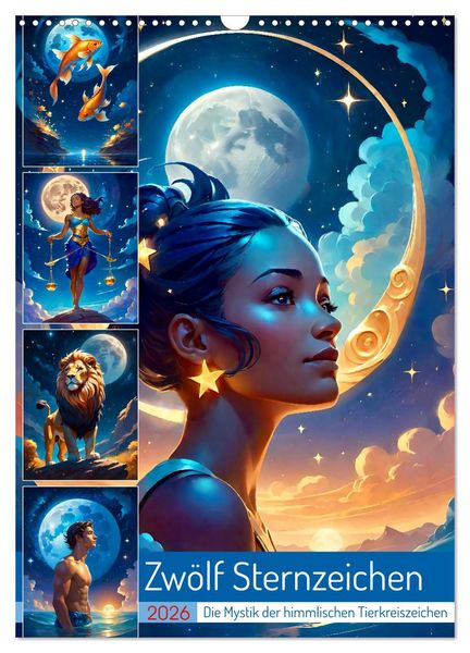 Zwölf Sternzeichen (Wandkalender 2026 DIN A3 hoch), CALVENDO Monatskalender
